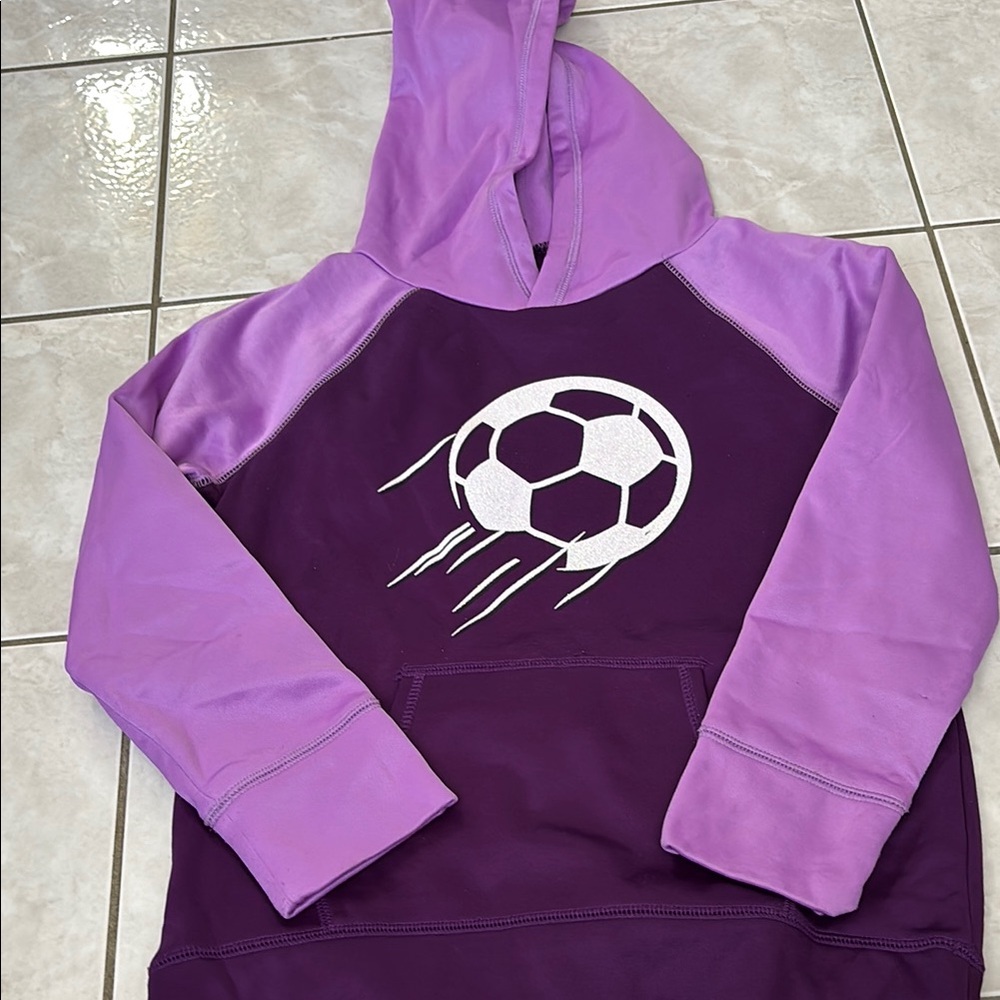 Kids Purple Soccer Hoodie
